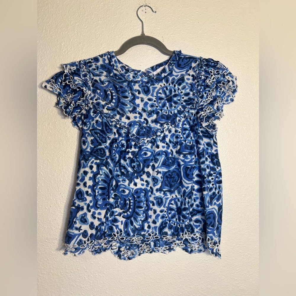 House Of Harlow 1960 Melba Floral Boho Cottagecore Ruffle Blouse small